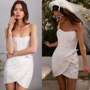 V. Chapman x Anthropologie BHLDN Nigella 14 / Lg Off White Strapless Mini Bridal
